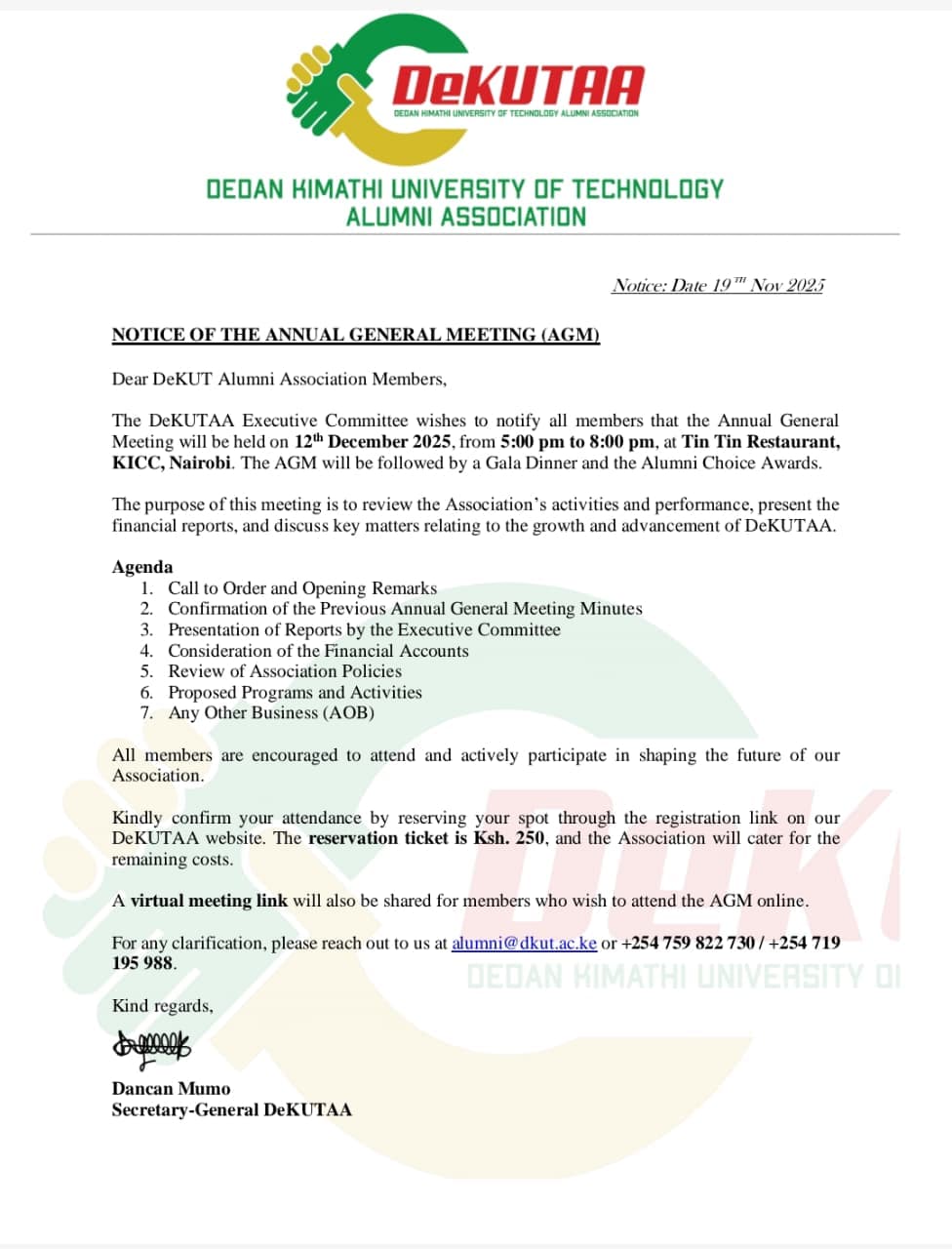 Notice of AGM